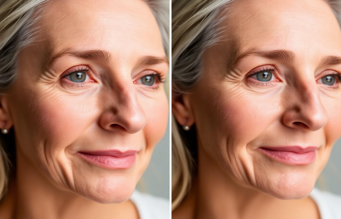 Before and after using SkinRenewPro anti-aging serum for 8 weeks